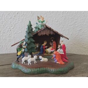 Vintage 1960s Shiny Brite Nativity Set Boxed Max Eckardt 9409 Plastic Diorama